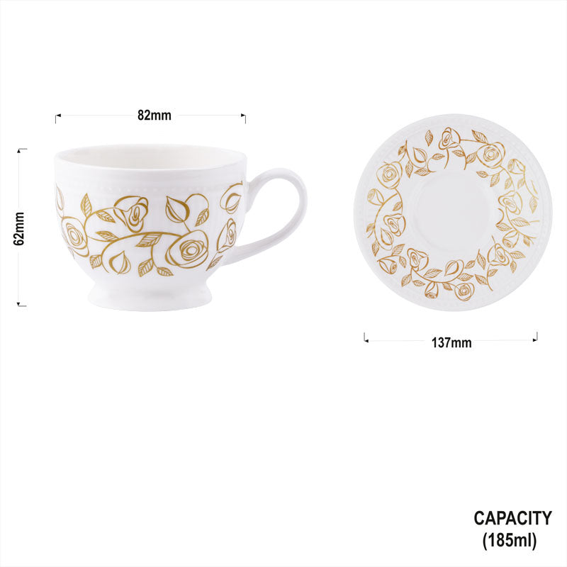 Crown Cups and Saucers in Gold Roses-Bone China Cups & Saucers My Store