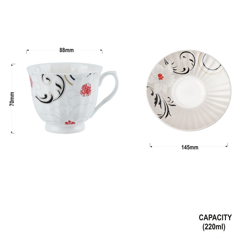 Classic Blossom Bliss-Bone China Cups & Saucers set My Store