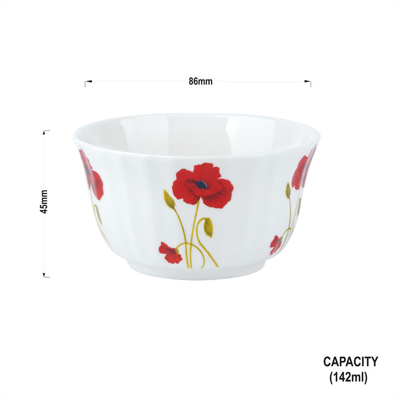 Crown Dessert Bowls with Red Poppy
