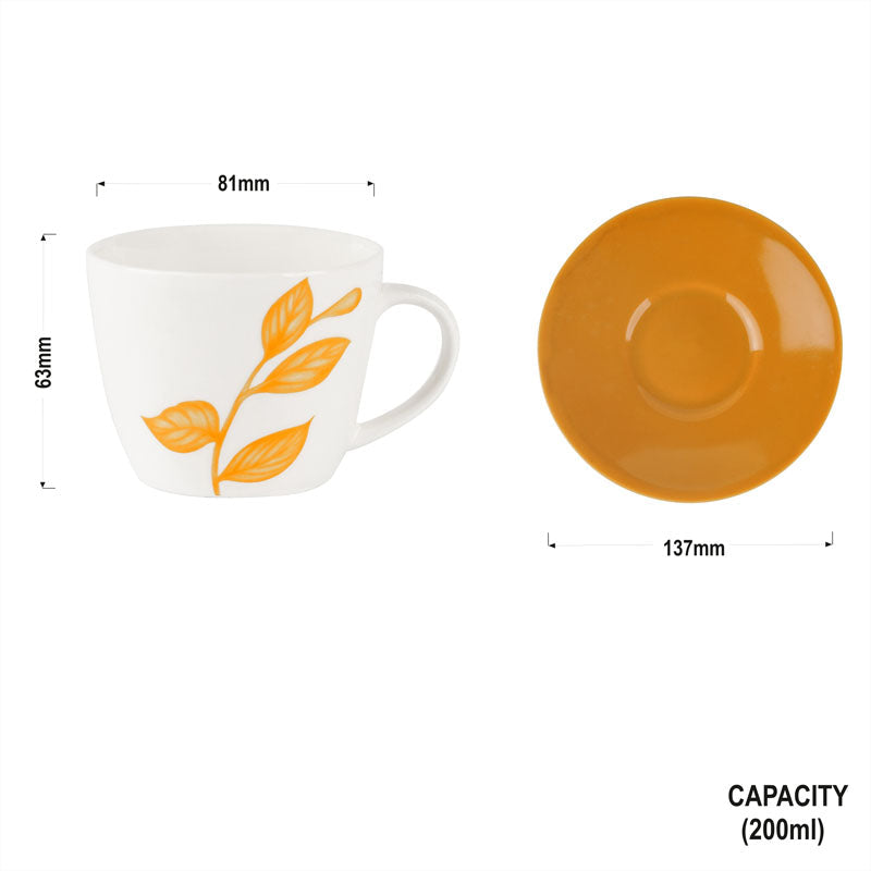 Yellow Leaves Cups and Saucers-stylish tea cup My Store