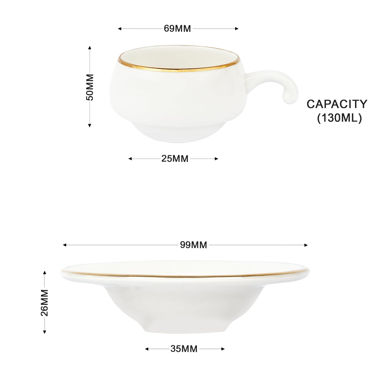 Lilliput in White with Gold Cups and Saucers-stylish My Store