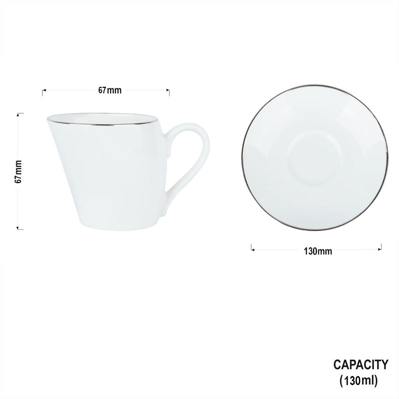Lara Platinum Band-saucers tea cup set-staylish My Store