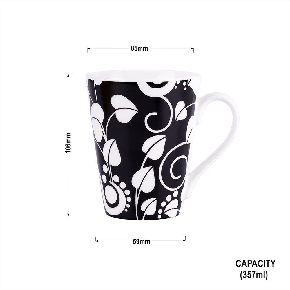 Conical with Black and White Leaves-Collection Coffee / Milk Mugs My Store