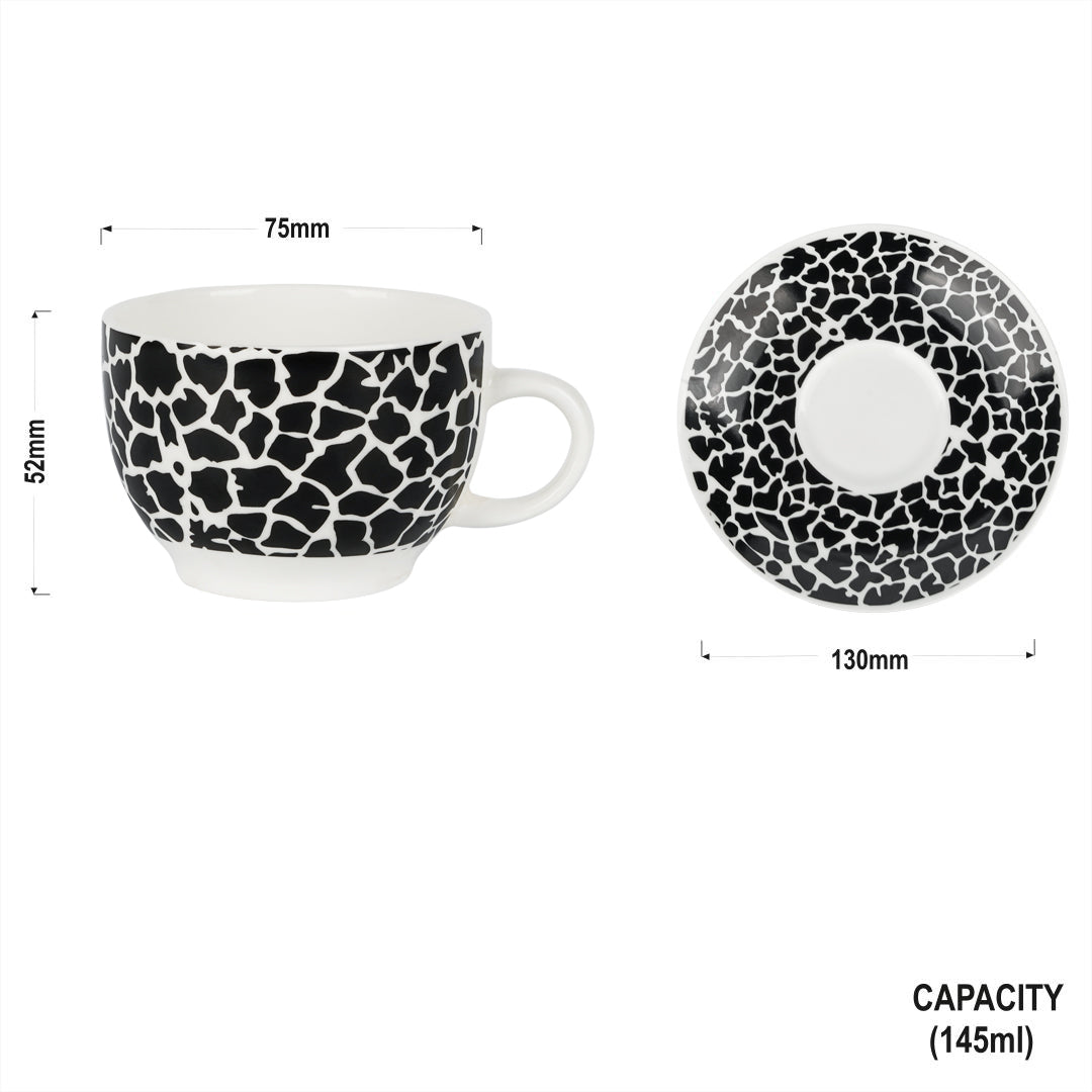 Rani Cups and Saucers in Black Animal Print My Store