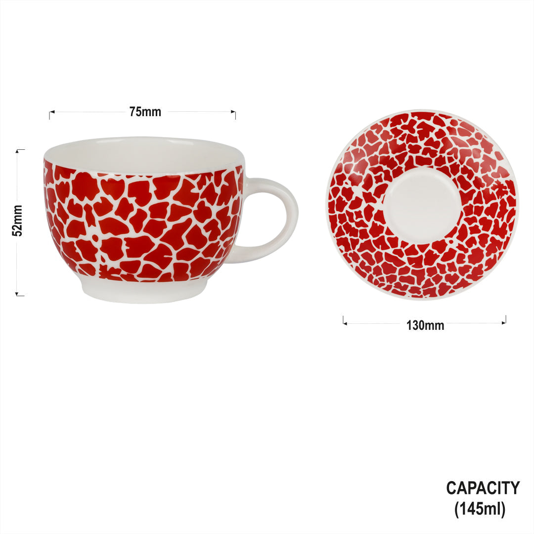Rani Cups and Saucers in Red Animal Print-stylish Tea cup set My Store