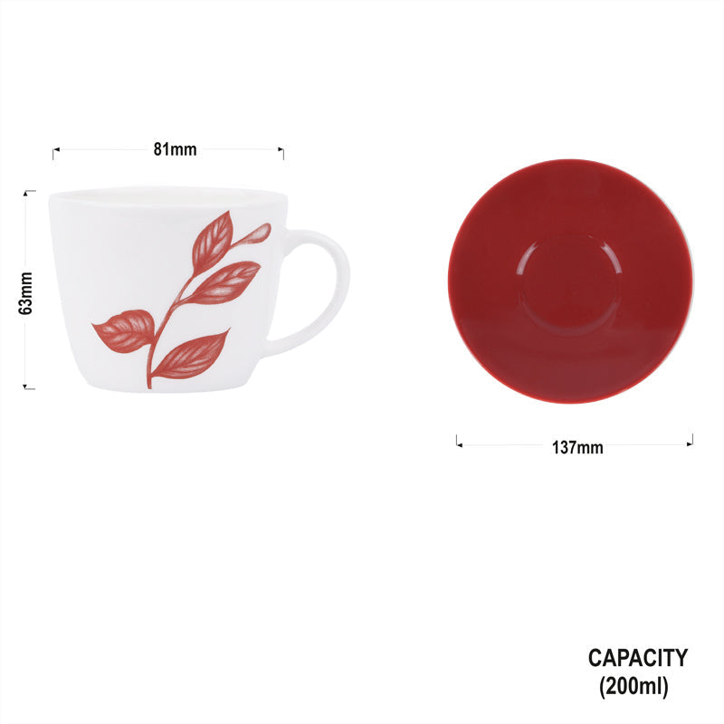Royal Cups and Saucers in Red Leaves Paradise-stylish Tea Cup My Store
