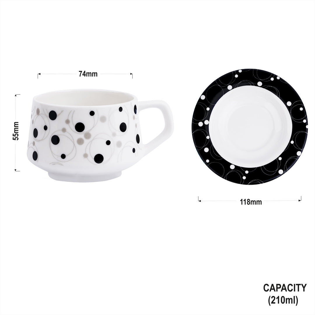 SANA Black Dots Cups and Saucers-Stylish tea cup My Store