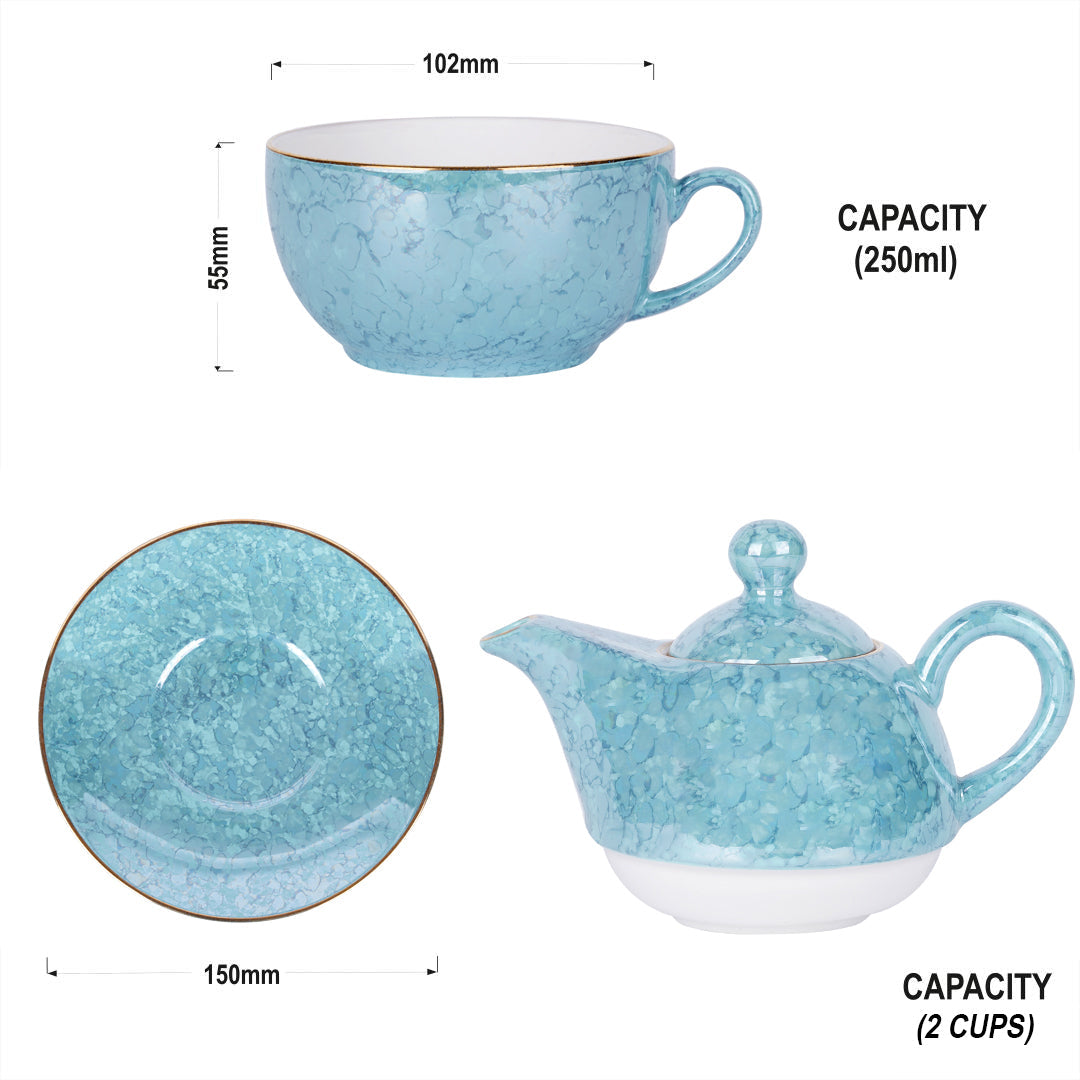 Tea for One in Aqua Gold-stylish tea set My Store