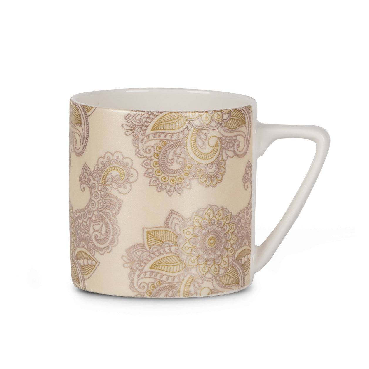Puja GOLD Alpana on Yellow (Coffee Mugs, Pack of 6) My Store