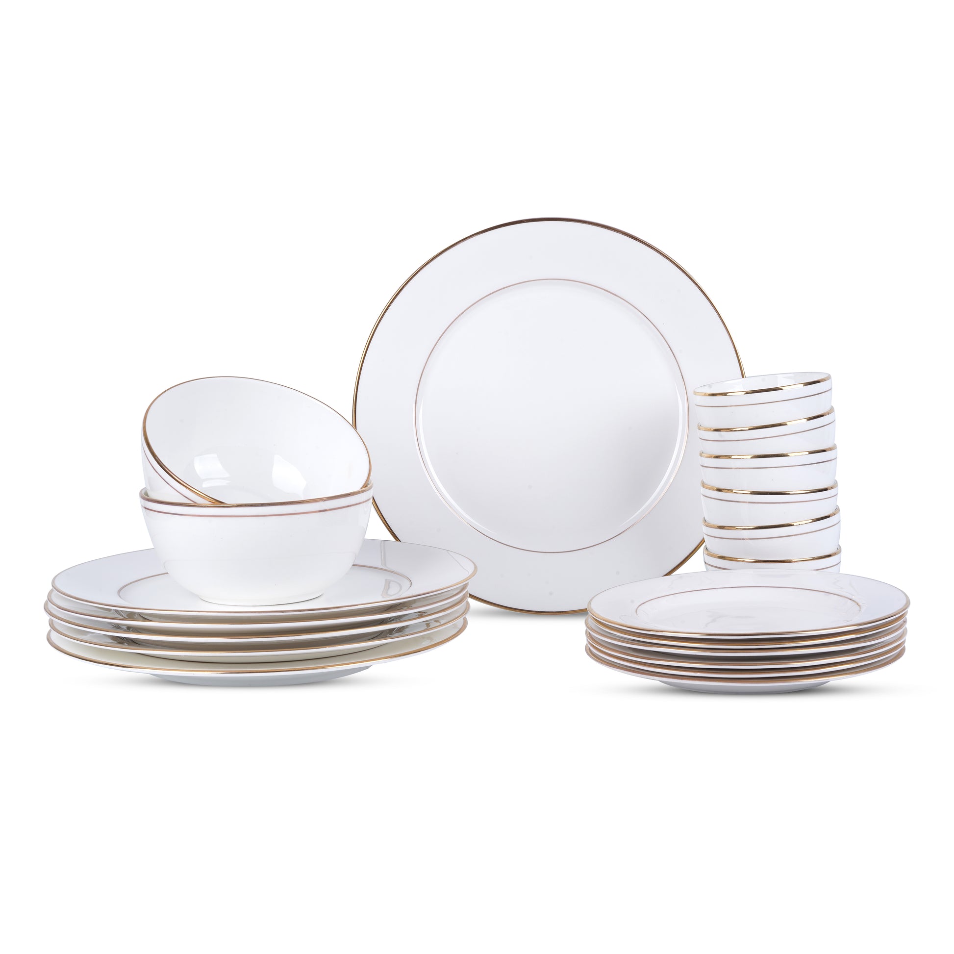 Gold Line White Fine Bone China Dinner Set – 20 Pc My Store