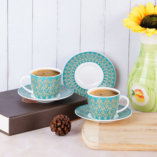 Royal Cups and Saucers in Persian Blue with Pure Gold