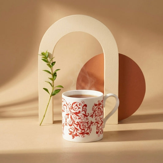 Balmoral with Red and White Traditional Leaf-Bone china Milk mug My Store