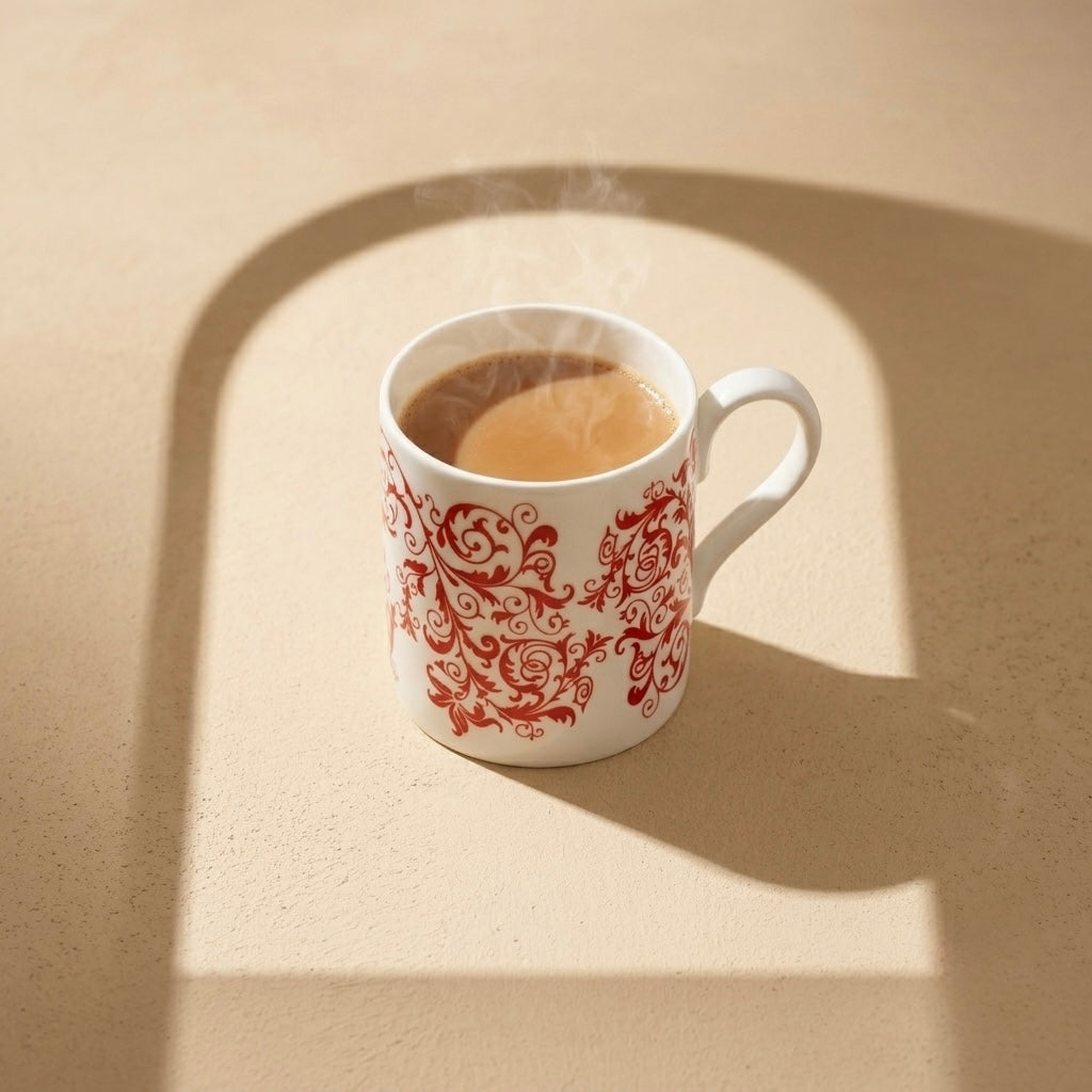 Balmoral with Red and White Traditional Leaf-Bone china Milk mug My Store