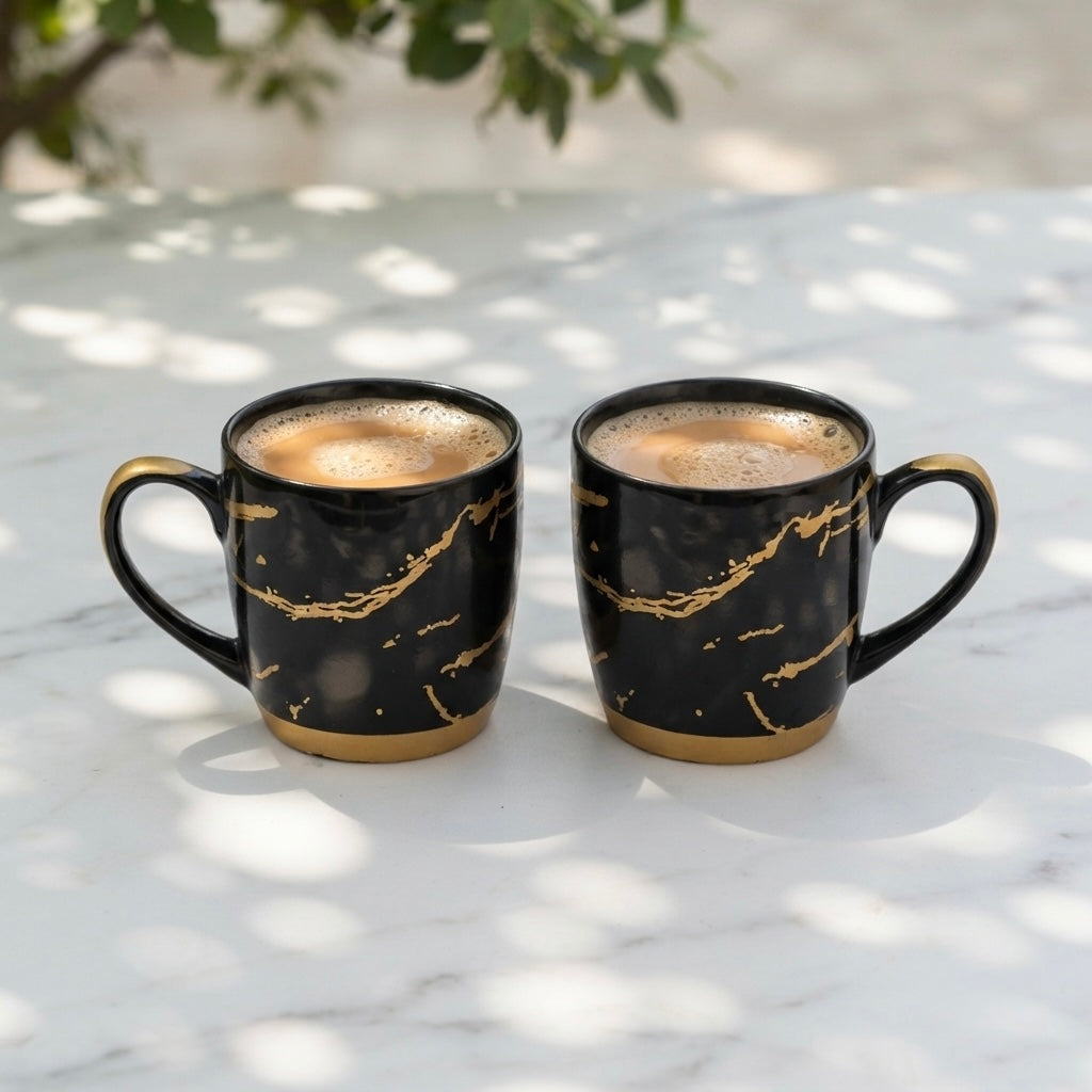 Black Cambridge Mugs with Metallic Design-Coffee Mugs and Cups My Store