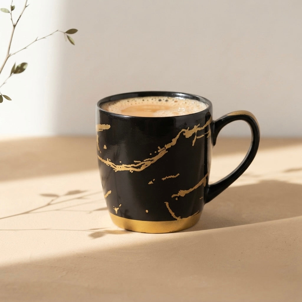 Black Cambridge Mugs with Metallic Design-Coffee Mugs and Cups My Store