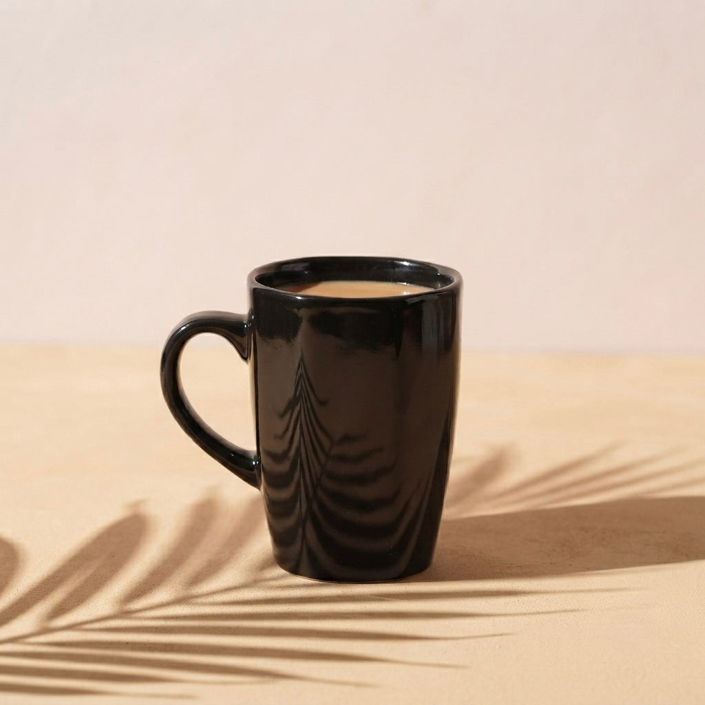 DATA Zia Mugs in Black, Set of 6, Coffee Mugs Dandy Lines by DATA