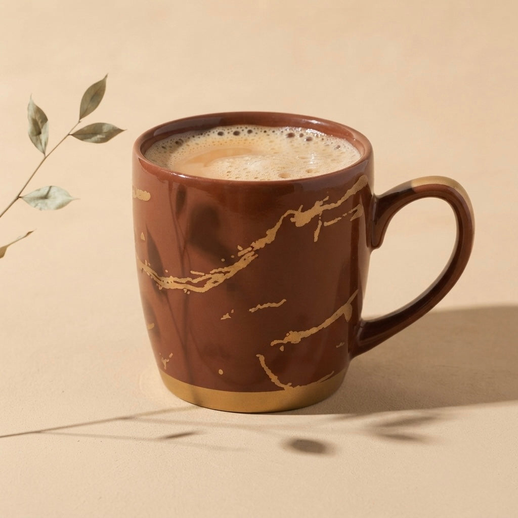 Brown Cambridge Mug with Metallic Design-Coffee Mugs bone china My Store