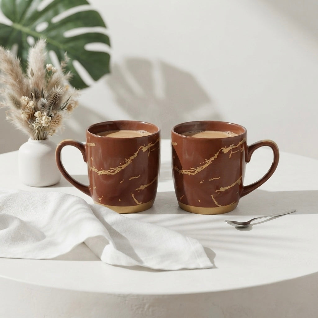 Brown Cambridge Mug with Metallic Design-Coffee Mugs bone china My Store