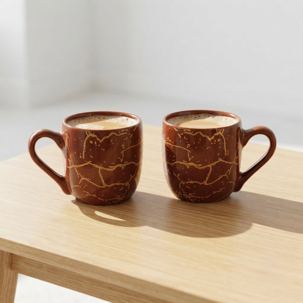 Brown Manu Mug (Pack of 6, Metallic Design) My Store