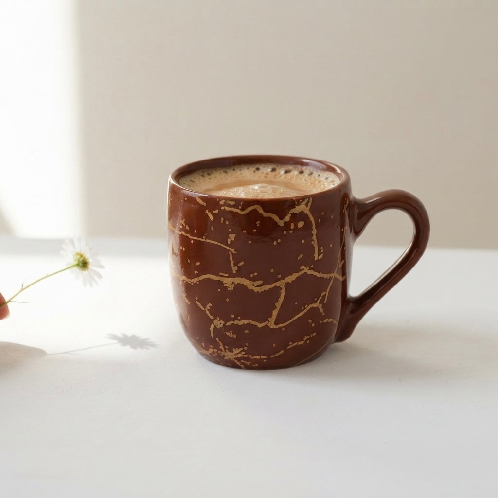 Brown Manu Mug (Pack of 6, Metallic Design) My Store