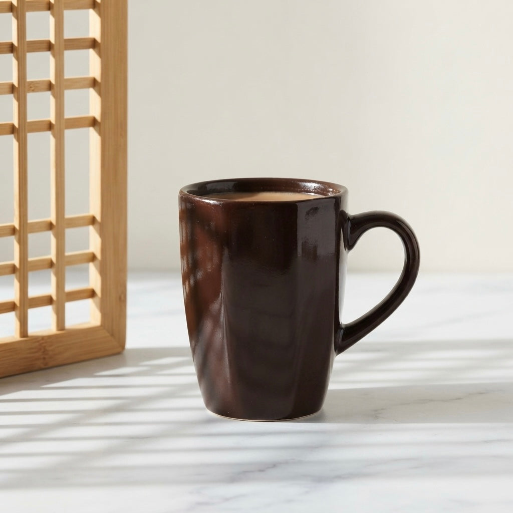 DATA Zia Mugs in Chocolate Brown, Set of 6 Dandy Lines by DATA