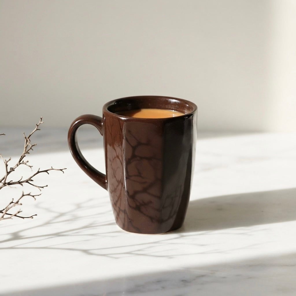 DATA Zia Mugs in Chocolate Brown, Set of 6 Dandy Lines by DATA
