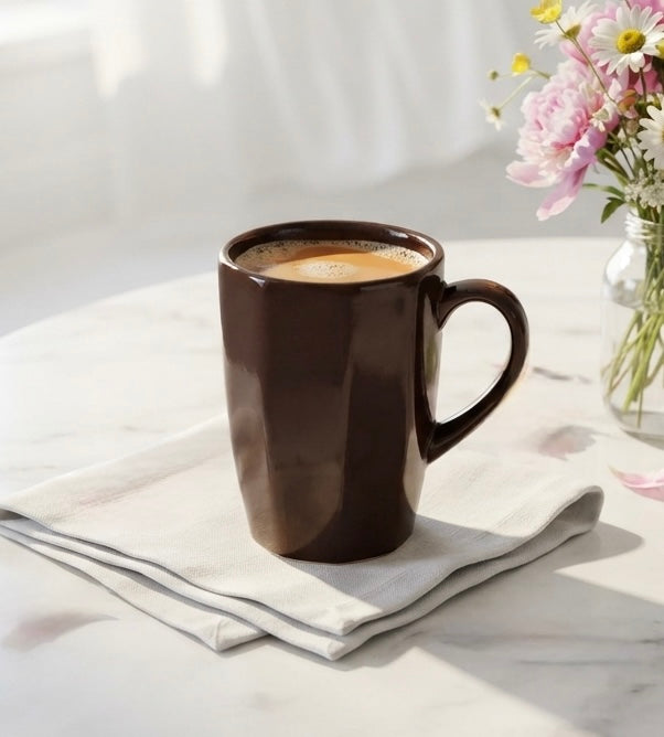 DATA Zia Mugs in Chocolate Brown, Set of 6 Dandy Lines by DATA