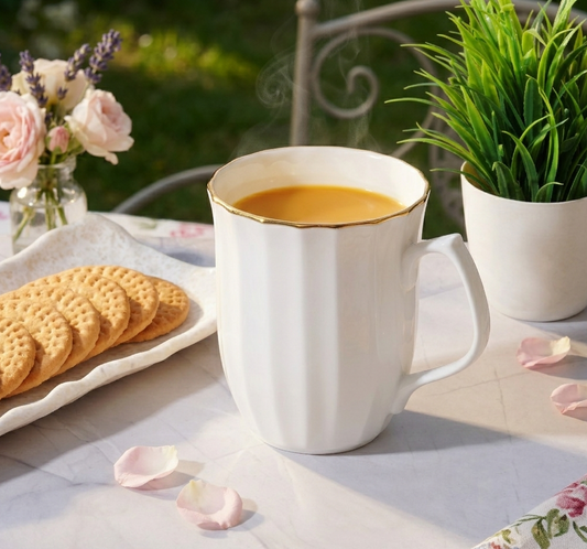 Classic White Mug with Gold Line-Milk Mug bone china My Store