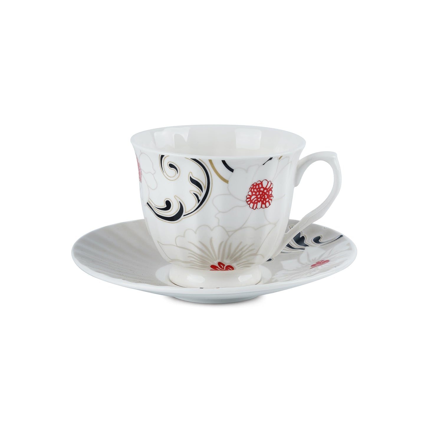 Classic Blossom Bliss-Bone China Cups & Saucers set My Store