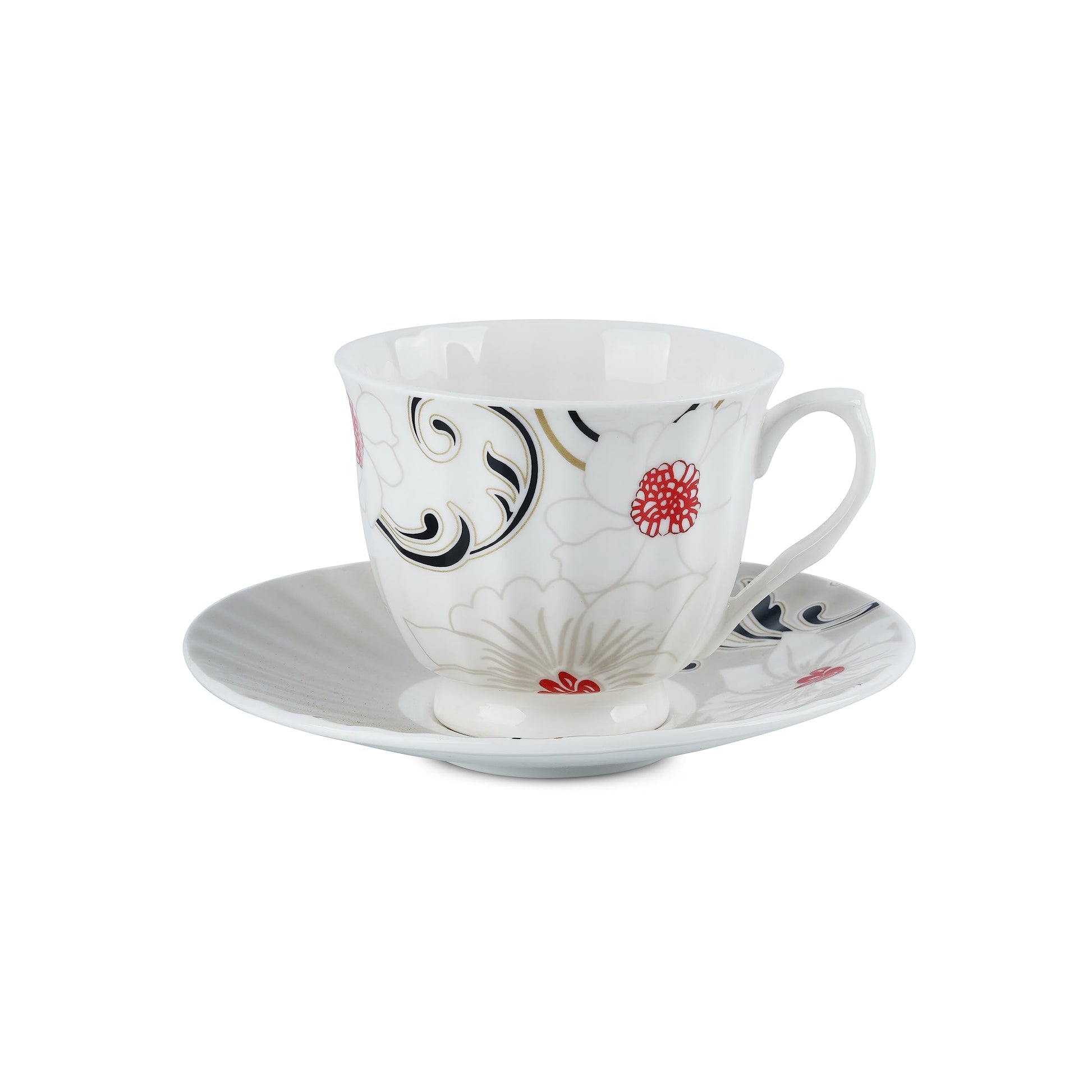 Classic Blossom Bliss-Bone China Cups & Saucers set My Store