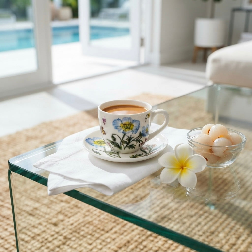Classic Summer Flora in Blue (Cup Saucer Set, Pack of 12) My Store