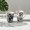 Dandy Lines Conical Black and White Floral Design , Pack of 4 My Store