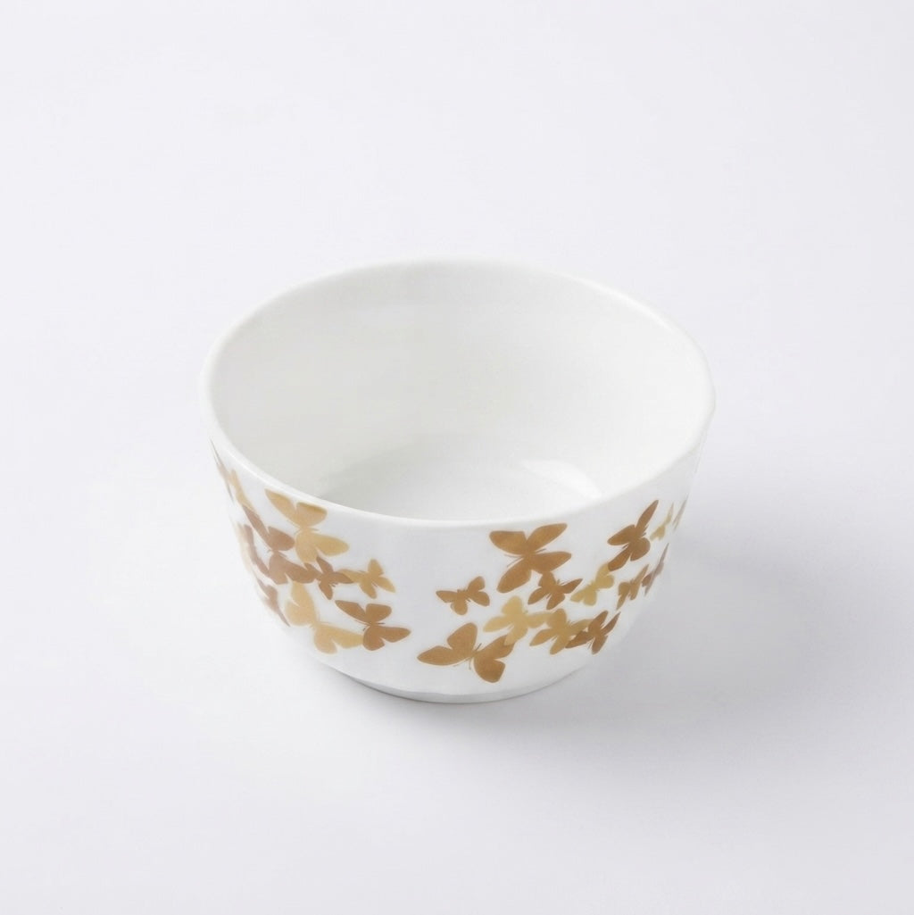 Crown Dessert Bowls with Gold Butterfly in white bone china with delicate golden butterfly artwork