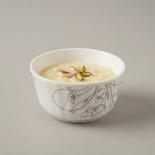 Platinum Print Ceramic White Bowl with elegant crown-inspired design and premium platinum rim finish