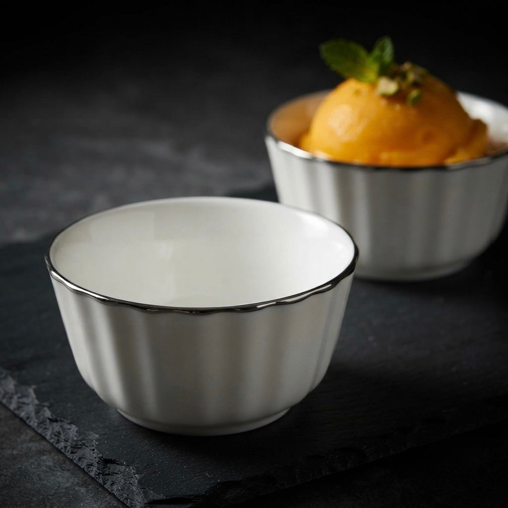 Luxury Crown Bowls with Pure Platinum crafted in fine bone china for elegant serving