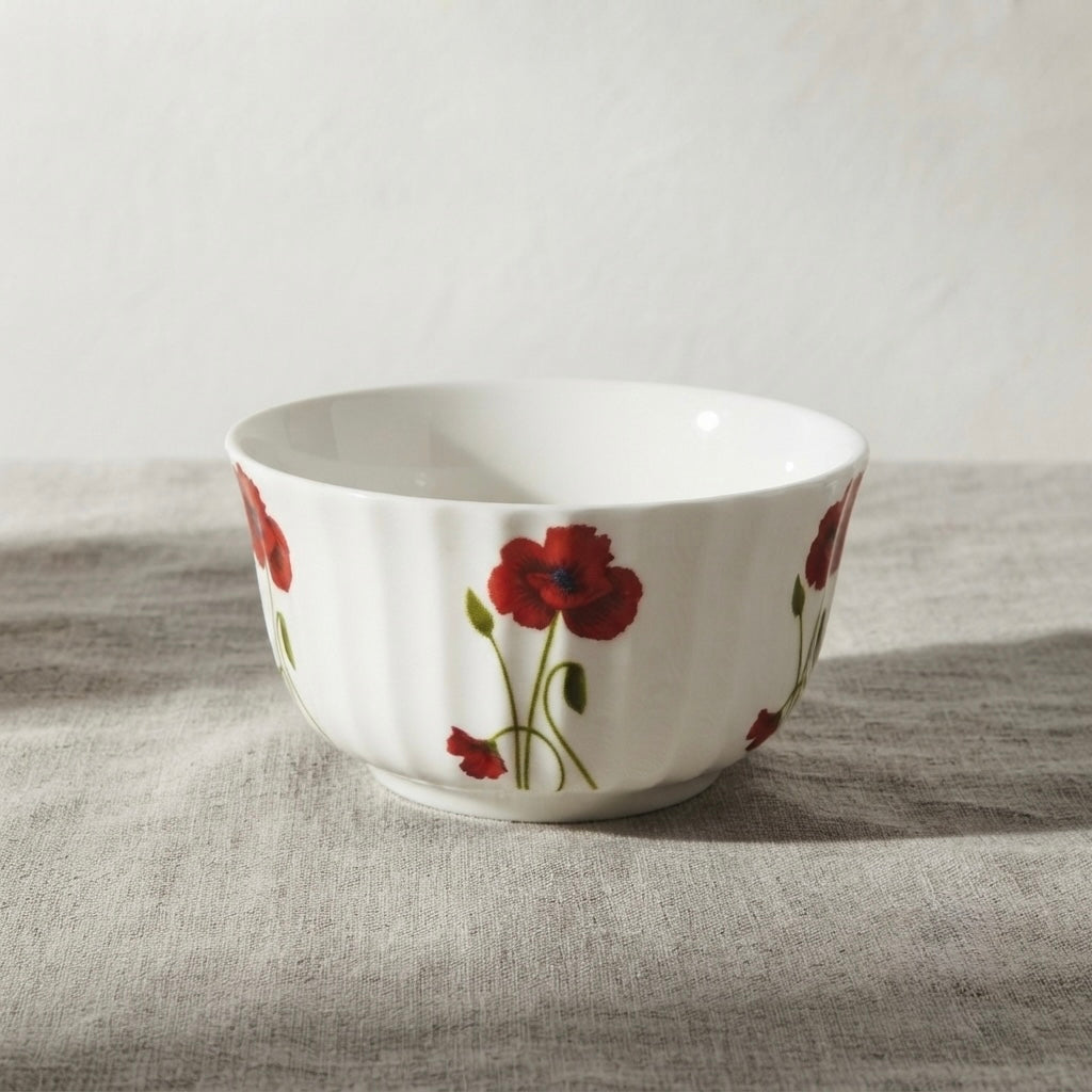 Luxury Crown Dessert Bowls with Red Poppy in fine bone china for desserts and festive serving