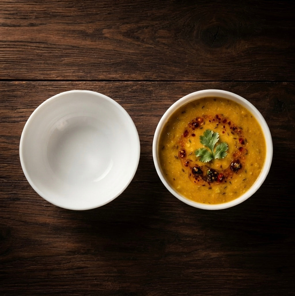 Premium Platinum Print Ceramic White Bowl showcasing minimalist white finish with decorative platinum border
