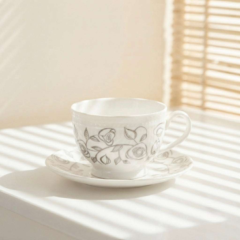 Crown Silver Roses Tea & Coffee Sets- Buy Tea Cups, Coffee Cups & Saucer Sets My Store