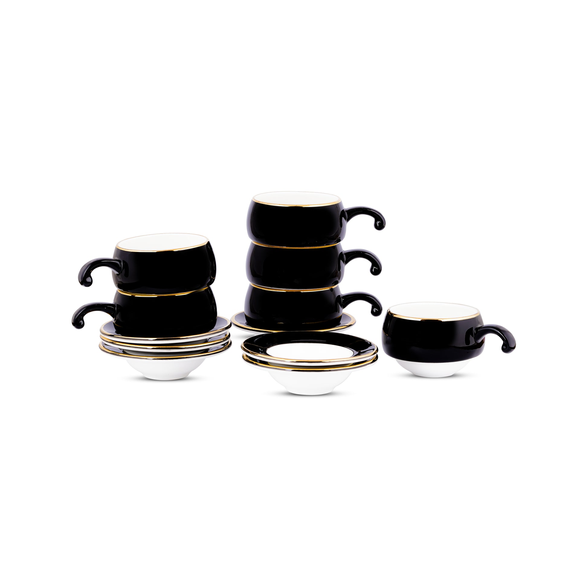 Lilliput in Black with Gold Cups and Saucers My Store