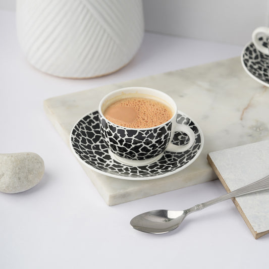 Rani Cups and Saucers in Black Animal Print