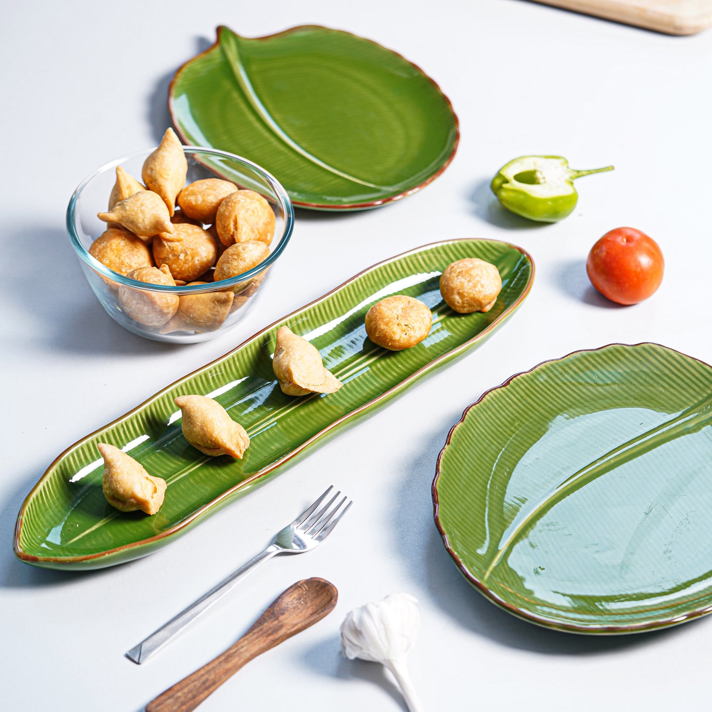 Long Fern Platter-Green leaf plates