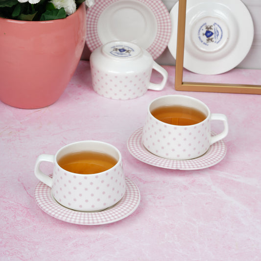 Sana Cups and Saucers in Pink Dots-Stylish cup set