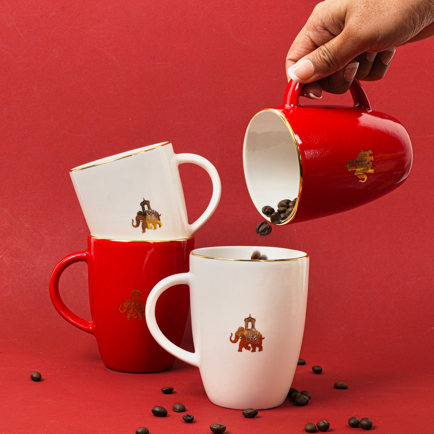 Dandy Lines Shubh Gift Set with Pure Gold Mugs, Festive Gift Box included