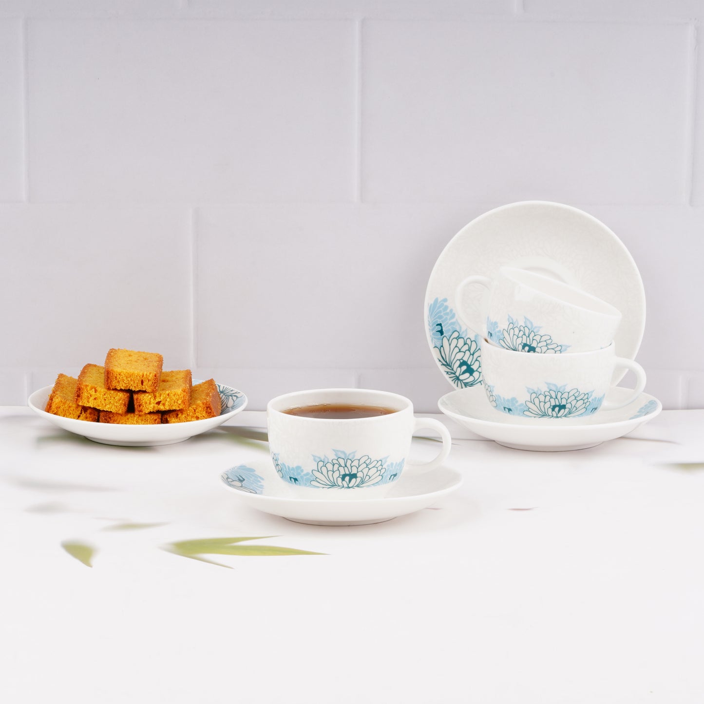 Rani Cups and Saucers with Blue Flowers-Stylish