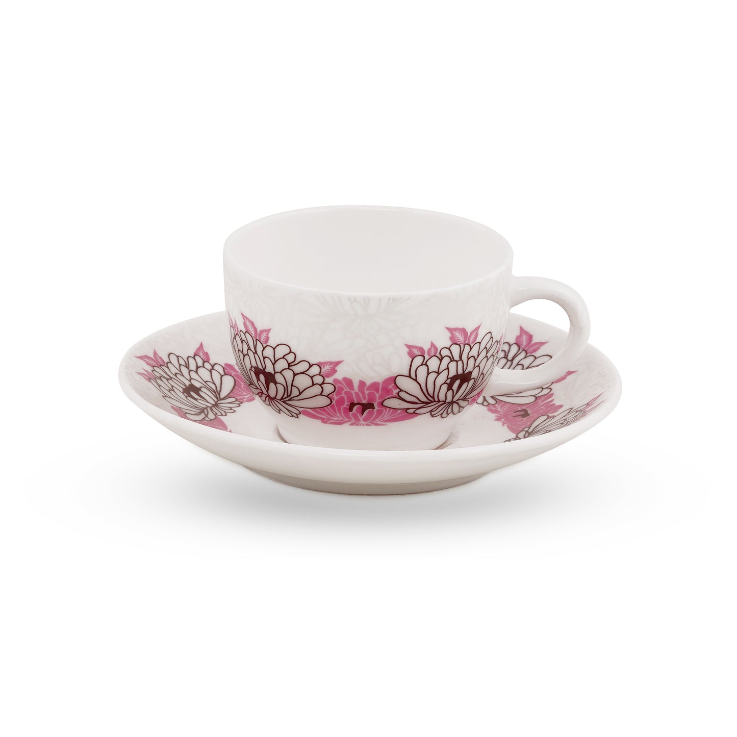 Rani Cups and Saucers with Pink Flowers-stylish tea cup set