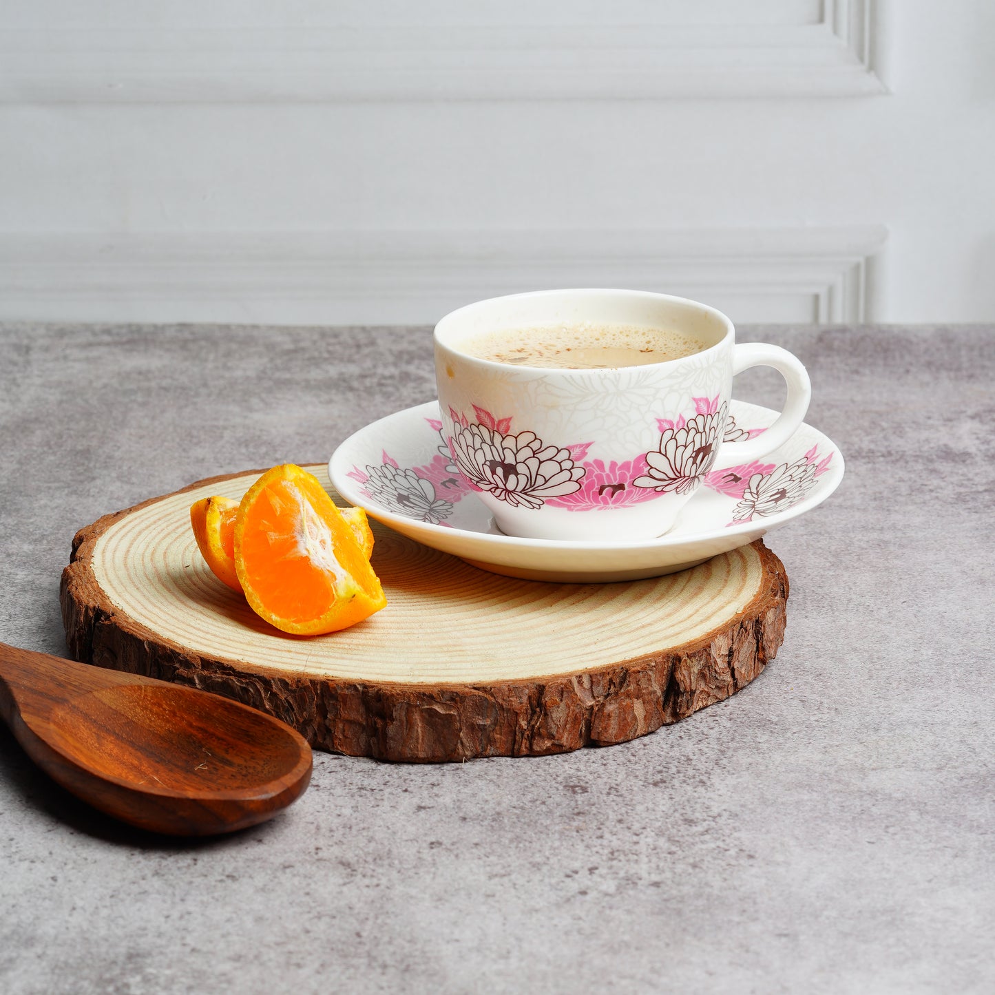 Rani Cups and Saucers with Pink Flowers-stylish tea cup set