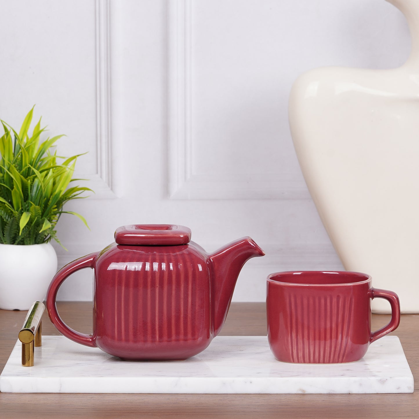 DATA Zen Tea Set in Maroon, Set of 4