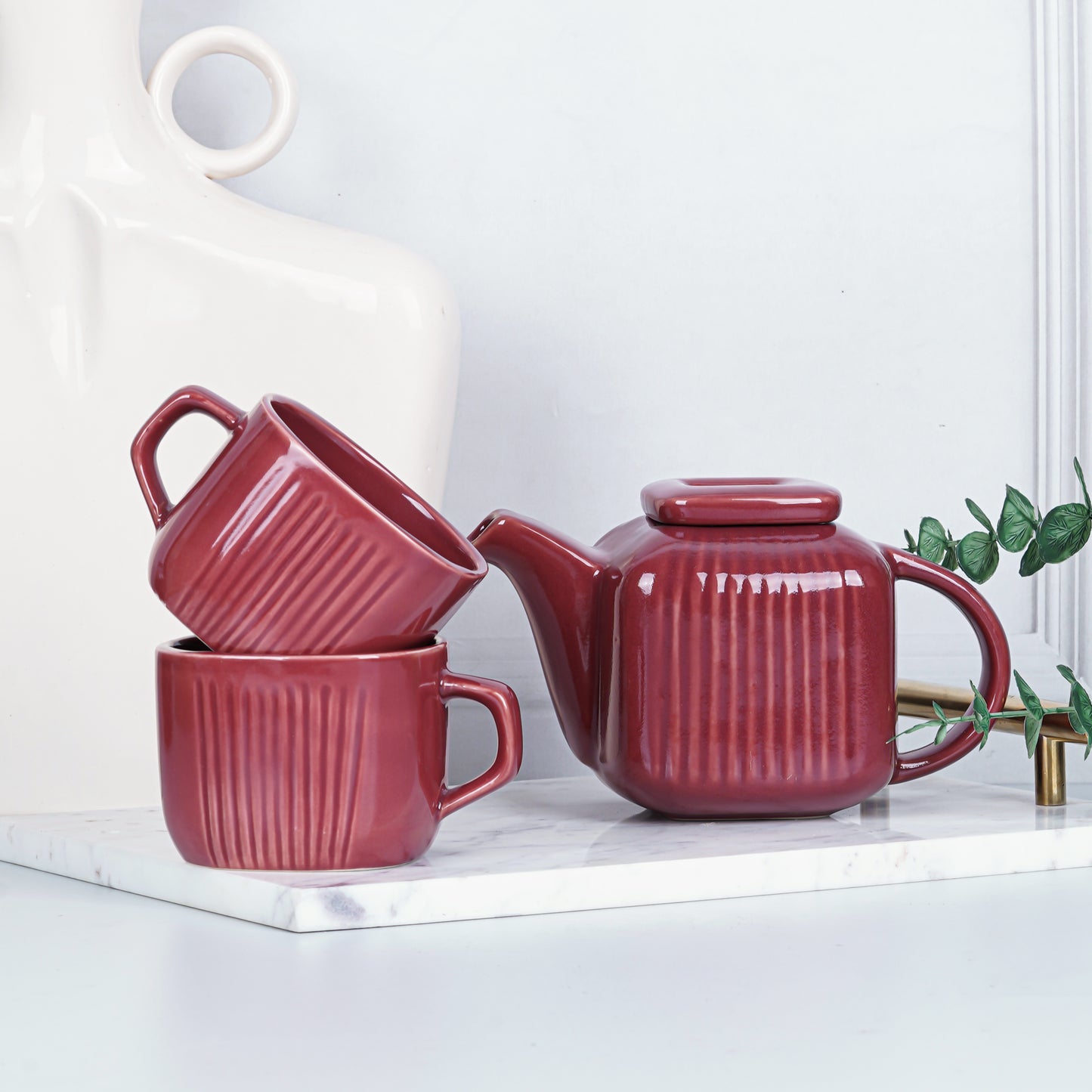 DATA Zen Tea Set in Maroon, Set of 4