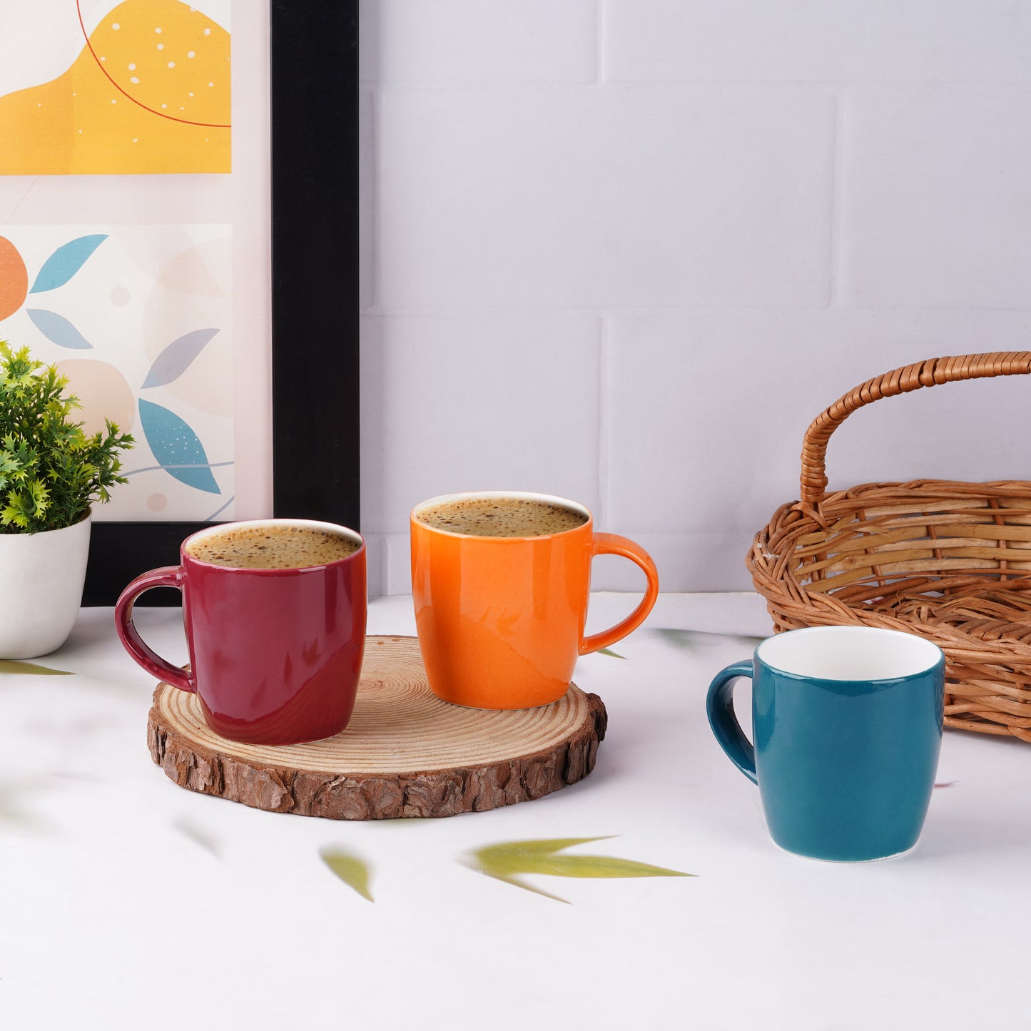 New Ray Medium in Orange, Maroon, Green-stylish coffee mug