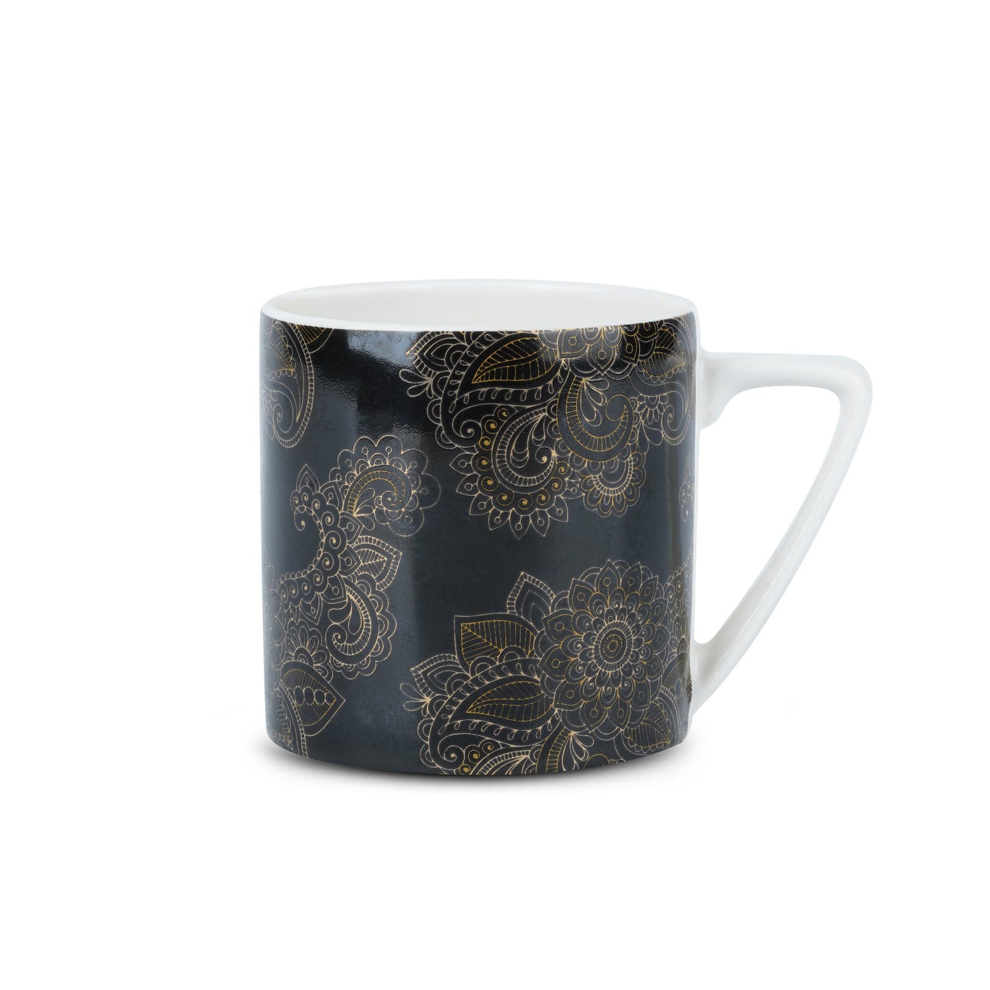 Puja GOLD Alpana on Black (Coffee Mugs, Pack of 6) My Store